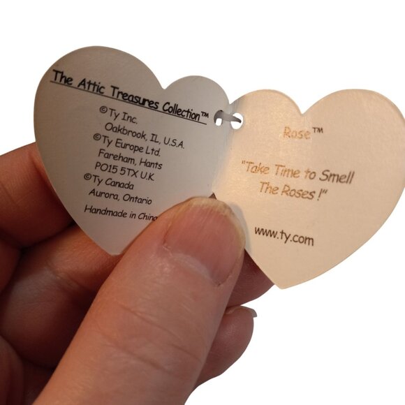 Ty Attic Treasures Bunny Brown Jointed Plush Rose Blue Bow Stuffed Rabbit NEW - Picture 8 of 11